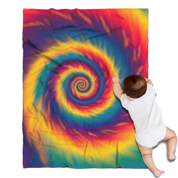 Colorful Rainbow Tie Dye Spiral Pattern Blanket,Comfortable Soft Flannel Throw Blanket,All Season,Warm Lightweight Blankets for Sofa Bed Couch Living Room Chair,30"x40"