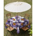 thumbnail image 3 of Halloween Outdoor Tablecloth with Umbrella Hole, Orange Pumpkin Funny Ghost Black Cat Purple Spillproof Waterproof Outdoor Table Cover, Patio Tablecloths for Party/Garden/Picnic, Square 60"x60", 3 of 9