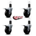 thumbnail image 2 of 4 Inch Soft Rubber Swivel 1-5/8 Inch Expanding Stem Caster Set Total Lock Brake, 2 of 2