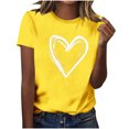thumbnail image 2 of Hauts pour Femmes Saint-Valentin Manches Courtes Imprimé Cœur Col Rond T-Shirt Décontracté Jaune G, 2 of 6