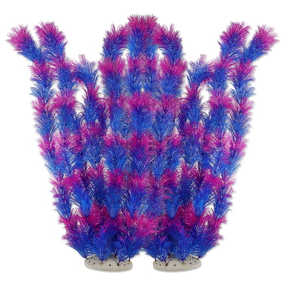 Unique Bargains 2pcs Large Aquarium Plastic Plants Big Aquarium Plastic Plants for Fish Tanks Decor 21.26" Height Purple