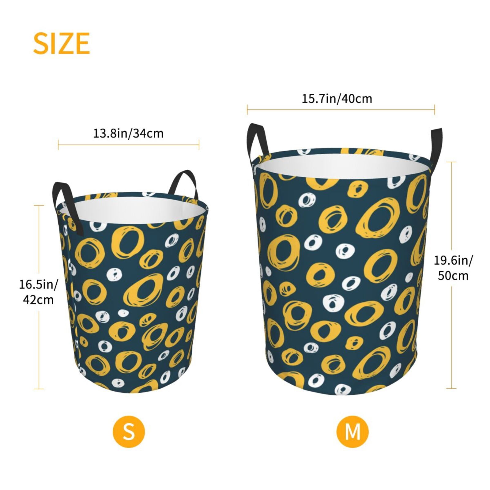 Large Laundry Basket with Handles - Doodle casual polka dot Kids Baby Dirty Clothes Laundry Hamper for Bedroom Aesthetic