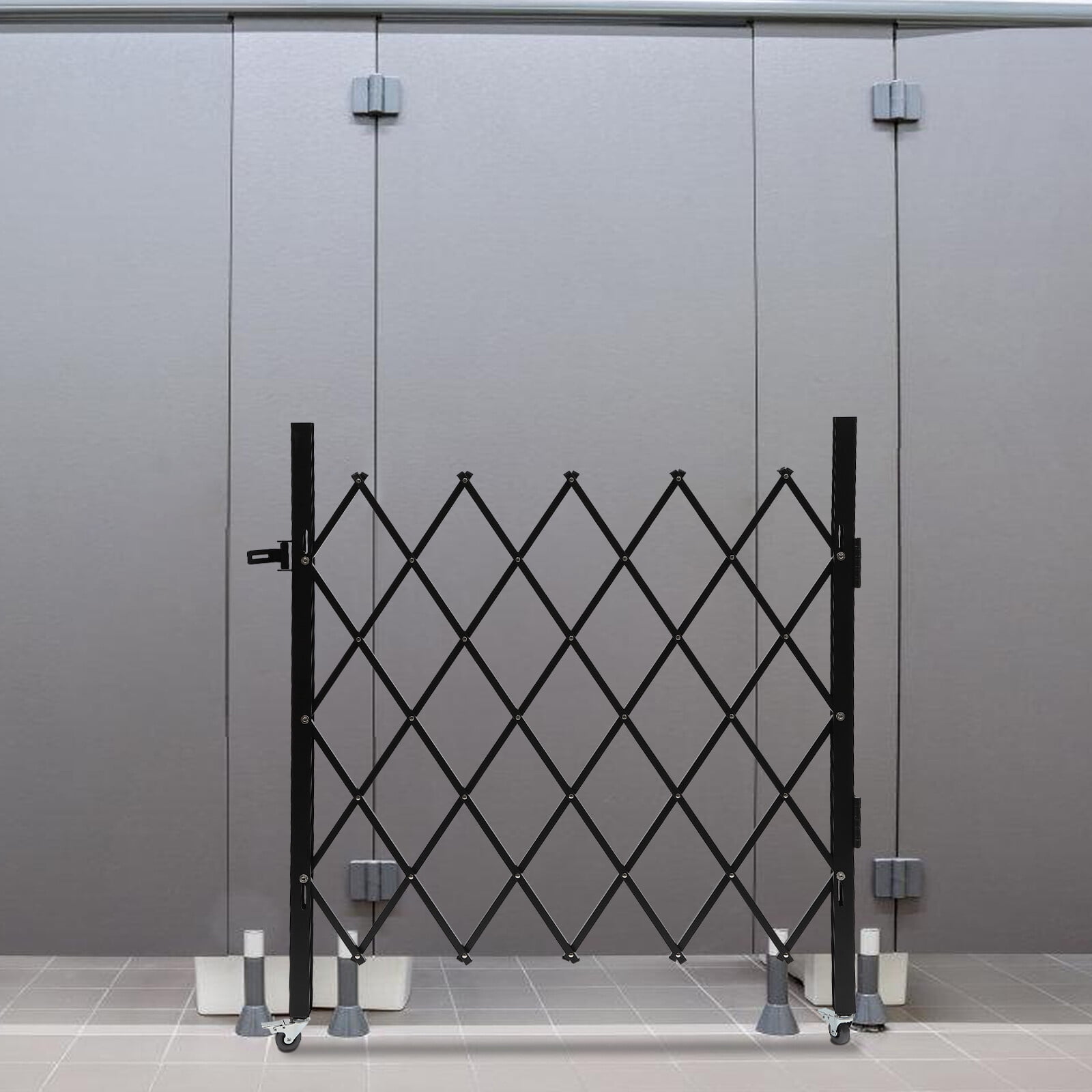 Single Folding Security Gate, 48" H x 37" W Folding Door Gate, Iron Gate, Flexible Expanding Security Gate, Rolling Barricade Gate for Basements, Garages, Storefronts, Kindergartens, and More
