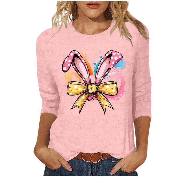 Camisetas Casuales de las Mujeres Impresas 3/4 Manga Cuello Redondo Blusa, Moda Ligera Superior para el Hogar Y el Uso Diario, Cómoda Imitación de la Tela Del Estante