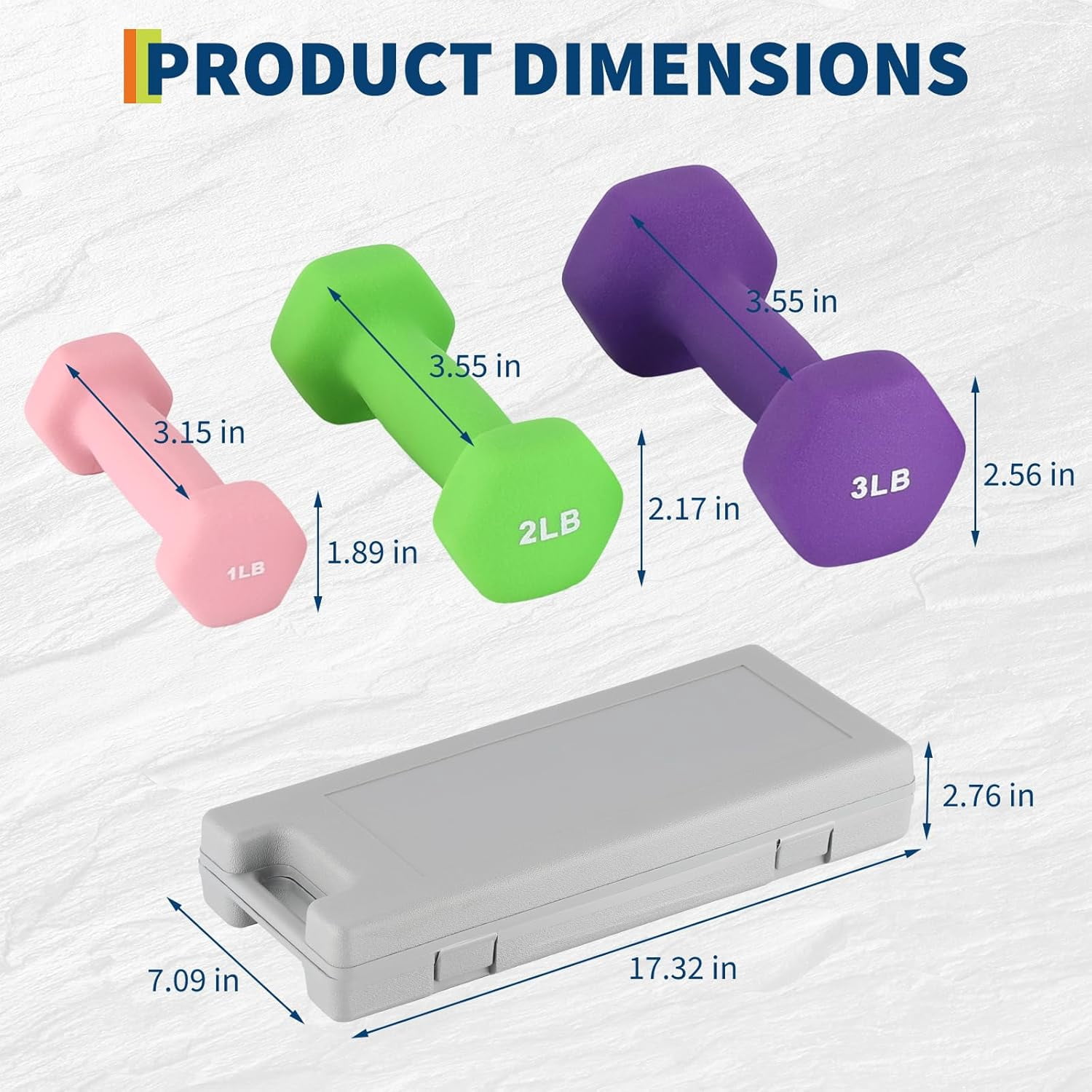 Dumbbell Hand Weights for Home Gym, Hex Neoprene Coated Dumbbell Sets with Storage Box/Rack