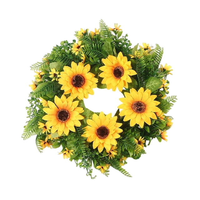 Guirnalda de Girasol Artificial de Simulación, Guirnalda de Flores, Corona de Puerta de Primavera para Decoración Del Hogar, Festivales, Escaleras, Ch Pequeño Salvador Corona de Girasoles