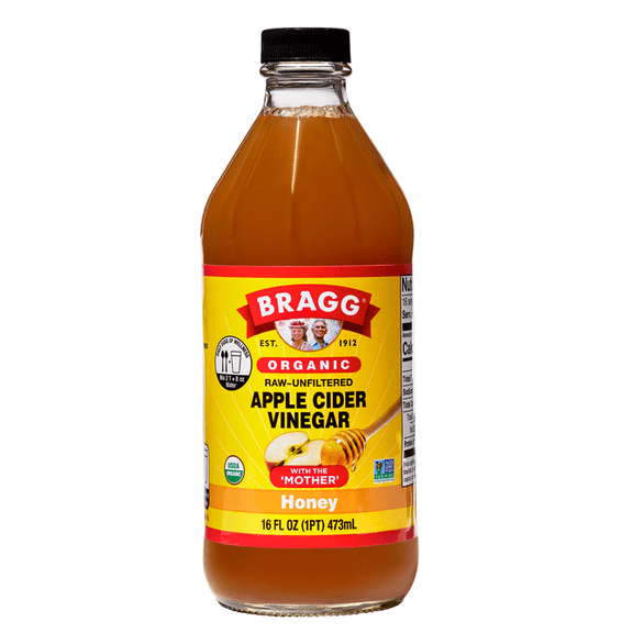 Bragg Organic Apple Cider Vinegar Honey with The Mother, Raw and Unfiltered, 16 fl oz