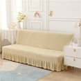 thumbnail image 2 of Dowbom Armless Futon Slipcover with Skirt,Stretch Foldable Sofa Bed Protector Dust-Proof Washable Soft Spandex Without Armrests Futon Cover for Living Room Bedroom-M(150-190cm)-Beige, 2 of 7