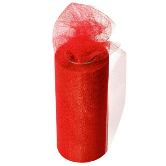 Farfi 22m Elastic Tulle Mesh Table Skirt Tablecloth DIY Craft Wedding Party Decor (Big Red)
