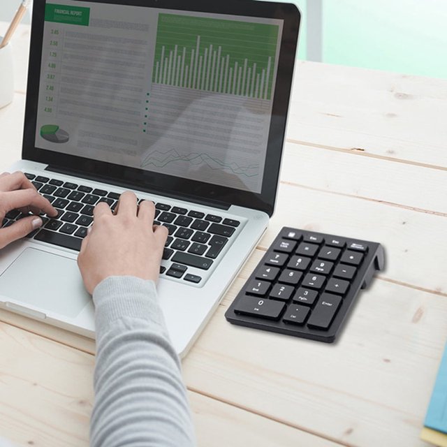 Teclado numérico inalámbrico mini, portátil y ergonómico de 22 teclas, 2,4 GHz, con receptor USB para ordenador portátil de oficina.