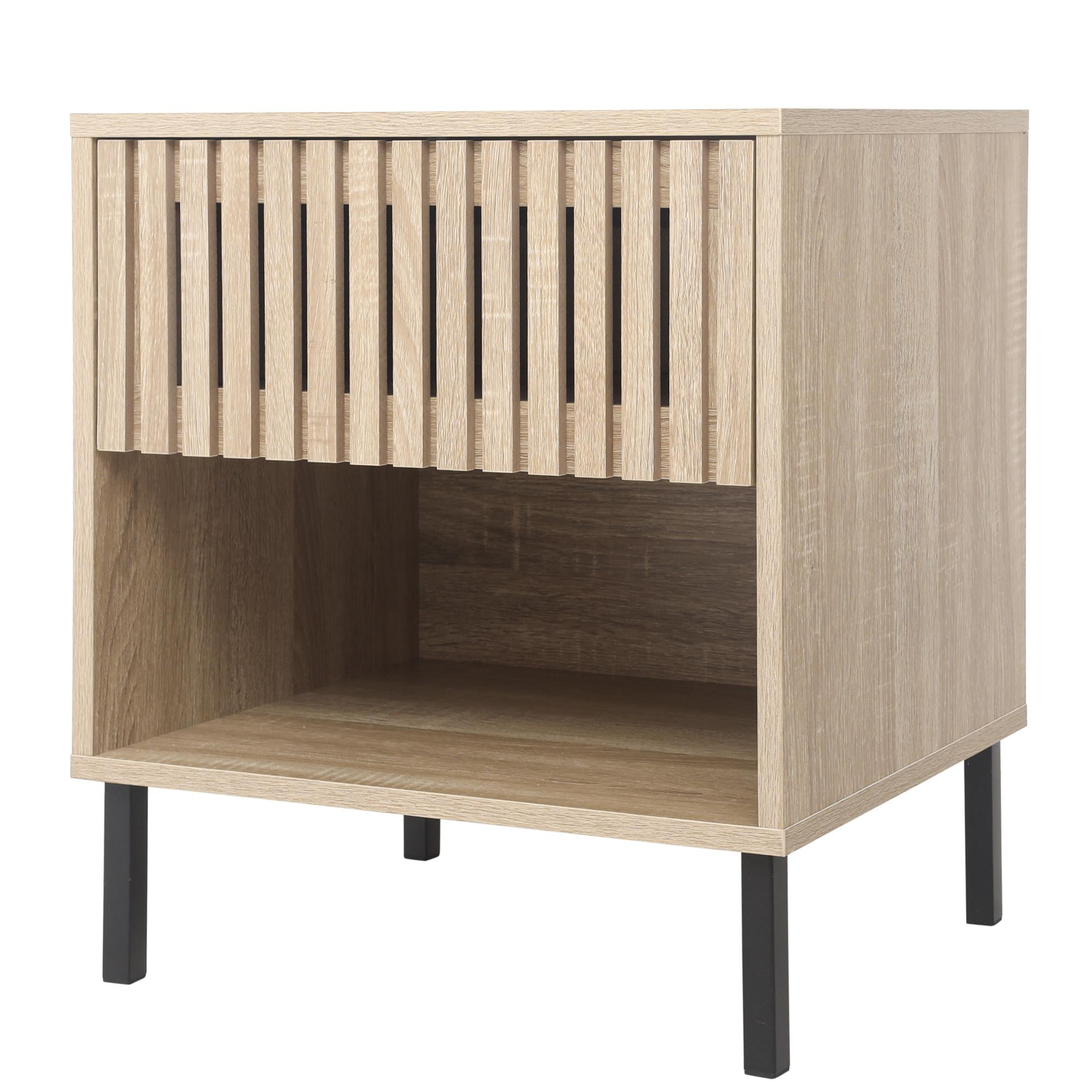 Space Nightstand Side Table, Wood Accent Night Stand with Drawer, Bedside Tables for Bedroom, Living Room, Natural Space Nightstand Side Table, Wood Accent Night Stand with Drawer, Bedside Tables for Bedroom, Living Room, Natural