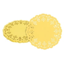 100pcs Paper Doilies, 4.5 Inch Lace Paper Doilies, Disposable Paper Placemats Yellow