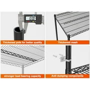 55.2W x 85.8H Wire Shelving Rack 3000Lbs Metal Storage Shelves with Wheels 5 Tier Heavy Duty Storage Rack for Garage Rolling Shelving Unit Adjustable Steel Shelves for Kitchen Pantry, Black