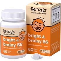 Renzo’s Bright & Brainy Vitamin B6 for Kids, Sugar-Free, Vegan Melty Tabs, 60 Count