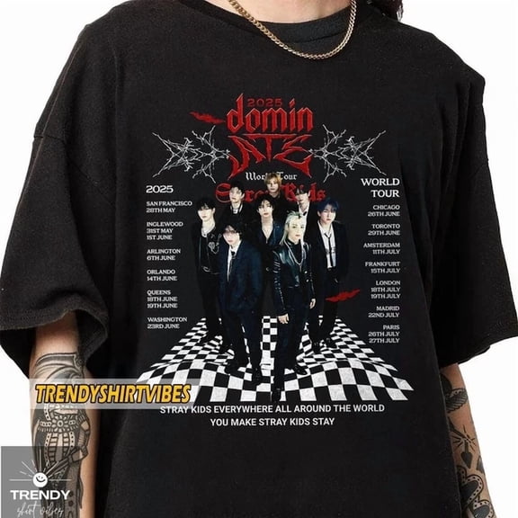 Stray Kids Tour 2025 Shirt, DominATE World Tour Tee with Dates T-Shirt