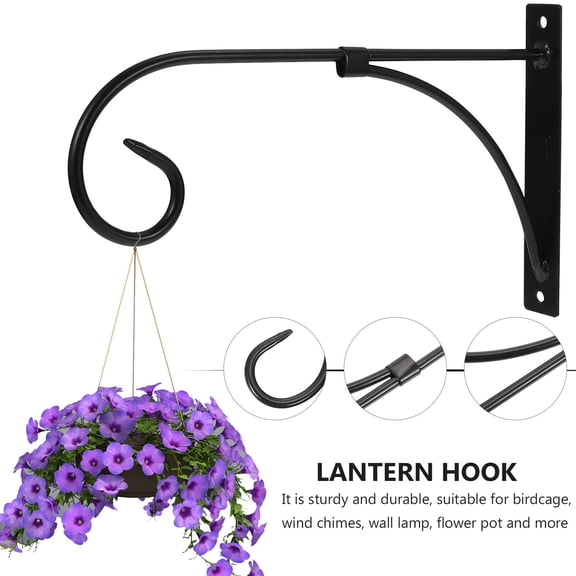 LABSERRON Iron Hanger 2Pcs - Black Wall Hook for Flowerpots Bird Cages Clothes Lanterns