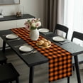 thumbnail image 2 of Black Orange Plaid Table Runner 48 Inches Long, Farmhouse Buffalo Check Gingham Kitchen Coffee Dining Table Decoration for Home Party Birthday Wedding Home Decor 13x48 Inches, 2 of 8
