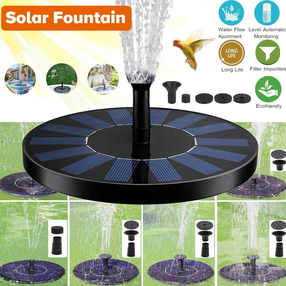 Duomishu Solar Fountain 5 Nozzle Solar Powered Pump 7V 1W Outdoor Solar Panel Kit Floating Water Pump
