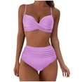 thumbnail image 2 of LSLJS Women's Bikini Sets Two Piece Swimsuit High Waisted V Neck Twist Front Adjustable Spaghetti Straps Bathing Suit, 2 of 5