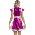 thumbnail image 5 of YiZYiF Women Space Alien Costume Metallic Dance Dress for Halloween Role Play Robot Astronaut Outfit Hot Pink XL, 5 of 5