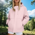 thumbnail image 2 of DHFJKG Rain Jacket For Women Solid Color Lightweight Windbreaker Loose Fit Zipper Raincoat Hiking Outfits With Hood Plus Size Comfort Jackets, 2 of 4
