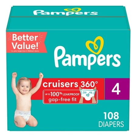 Pampers Cruisers 360 Fit Diapers, Active Comfort, Size 4, 108 Count