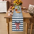 thumbnail image 2 of Thin Navy Lines Table Runner 72 Inches, Patriotic Bow Vintage Distressed Striped Bed Runner Dresser Scarves Tabletop for Indoor Outdoor Parties/Ceremony/Banquet, 18" x 72", 2 of 9