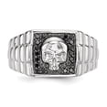 thumbnail image 4 of Solid 925 Sterling Silver Black Diamond Square Skull Men's Ring Band Size 11 (.2 cttw.), 4 of 7