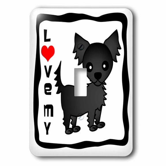 3dRose, I Love Black Longhaired Chihuahua, single toggle switch