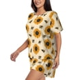 thumbnail image 2 of Naloa Sunflowers And Bee Women's Short-Sleeved Pajama Set, Loungewear, Summer pajamas, Breathable Cozy - XX-Large, 2 of 9