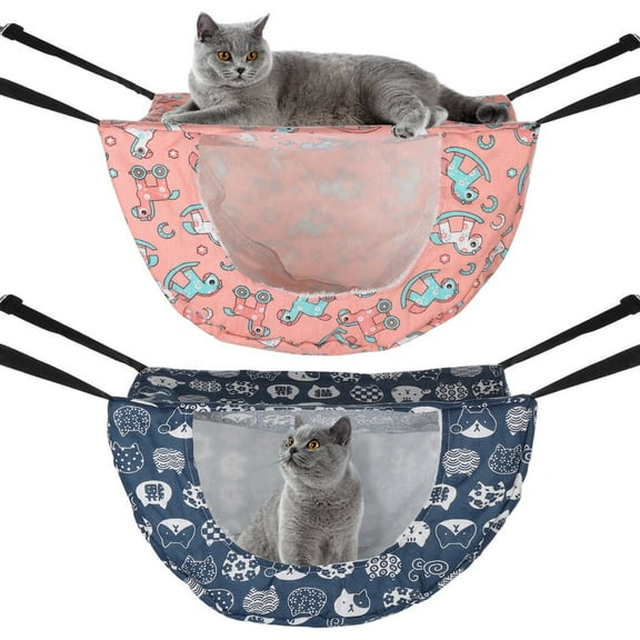 2PCS Cat Hammocks, Soft Cute Pet Hanging Beds, Adjustable Cat Cage Hammocks, Comfortable Pet Hammock Beds for Puppy Kitten Hamster Rabbit Ferret