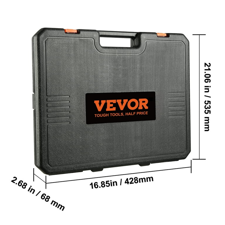VEVOR 1/2" Drive Impact Socket Set, 65 PCS Standard SAE (3/8" to 1-1/4") & Metric (10-24 mm) Sizes, 6 Point Cr-V Alloy Steel Includes Adapters & Ratchet Handle & Storage Case