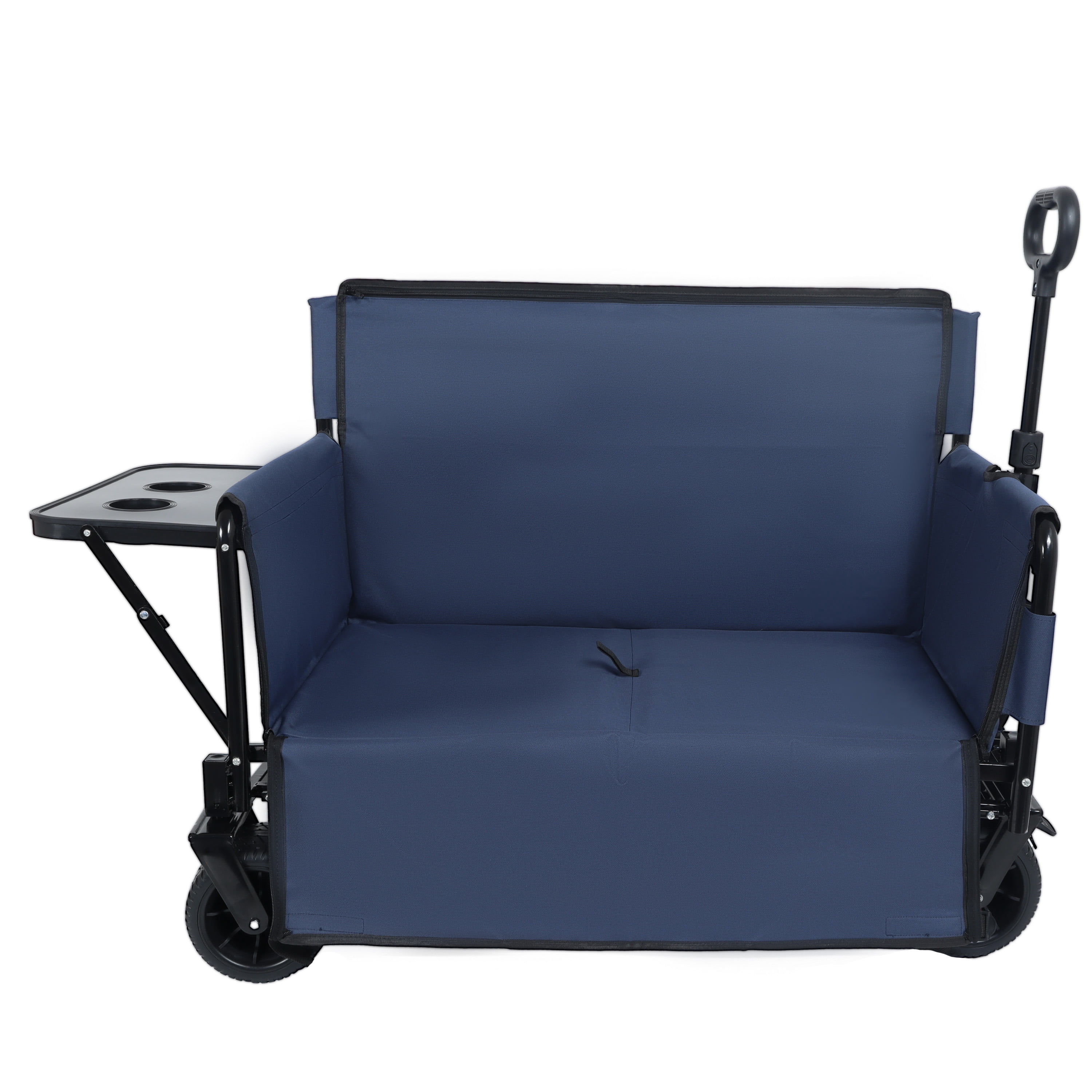 3-in-1 Convertible Folding Wagon Cart with Bench Seat & Rear-Mounted Folding Tabletop - 500lbs Utility Wagon, 180L Capacity All-Terrain Wheels for Camping, Beach, Sports, Garden