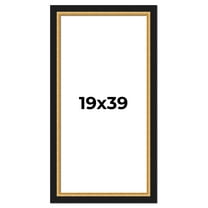 19x39 Frame Gold Real Wood Picture Frame Width 2.25 Inches | Interior Frame Depth 0.5 Inches |