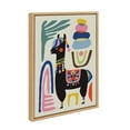 thumbnail image 2 of Kate and Laurel Sylvie Llama Mesatawe Framed Canvas by Rachel Lee, 18x24 Natural, Whimsical Abstract Wall Decor, 2 of 5