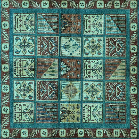 Ahgly Company Indoor Square Abstract Light Blue Modern Area Rugs, 7' Square