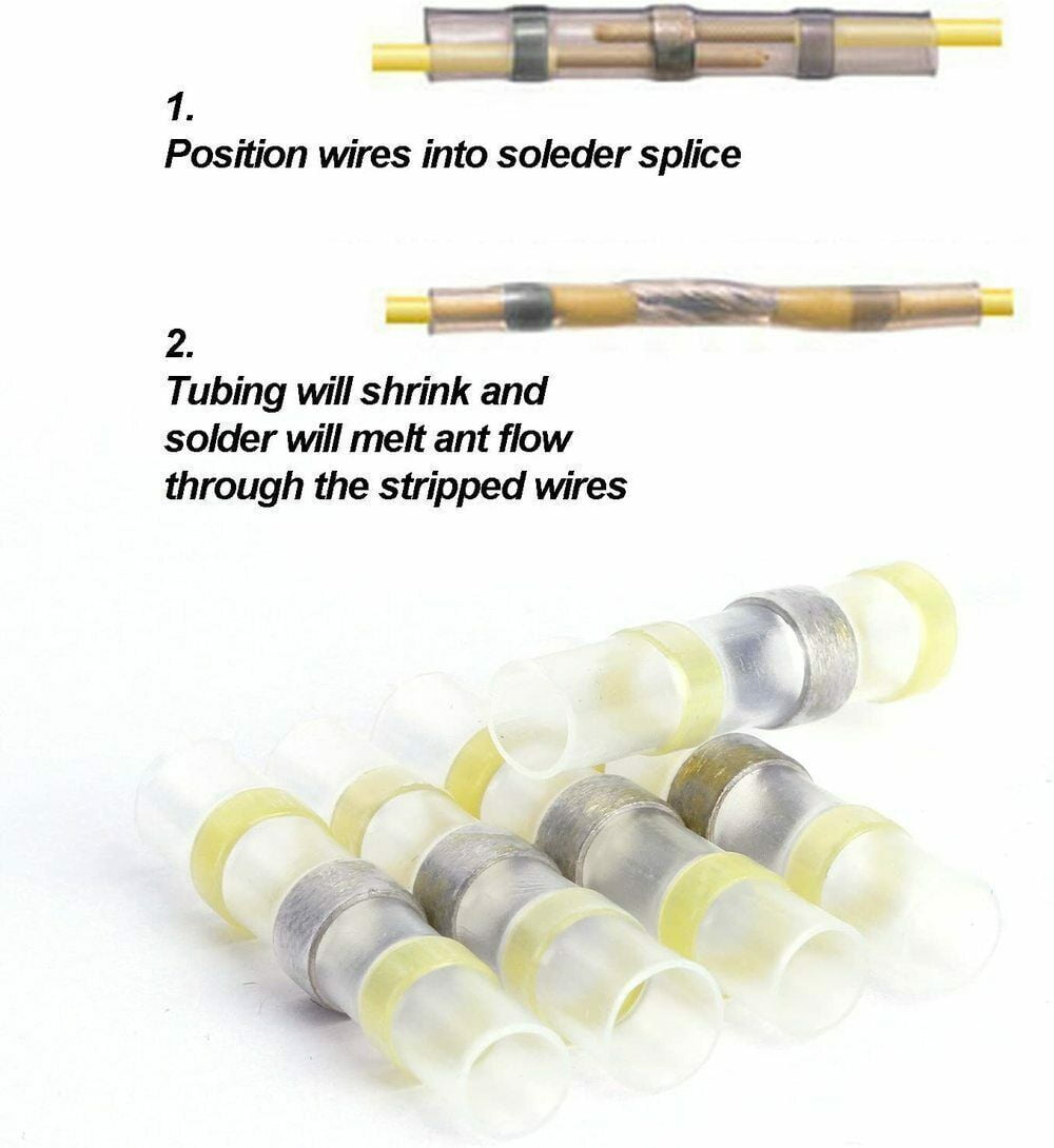 500pcs 12-10AWG Wire Connectors Heat Shrink Solder Seal Sleeve Butt Terminals