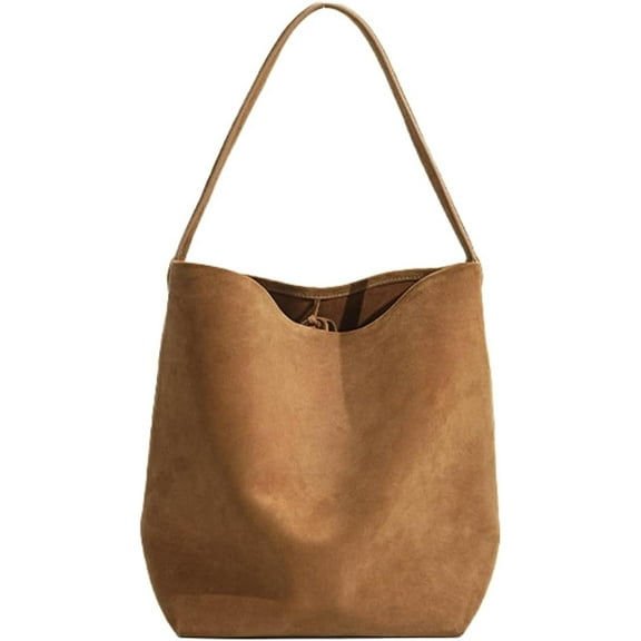 Genuine Leather Bucket Shoulder Bags for Women Ladies Large Tote Purse Handbags Soft Suede Working Satchel
