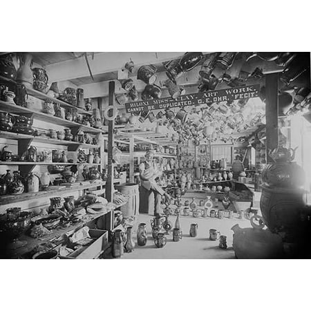 Pottery Barn Store Finder Owner sits in Retail Pottery Store waiting for Customers-Fine art canvas print (20