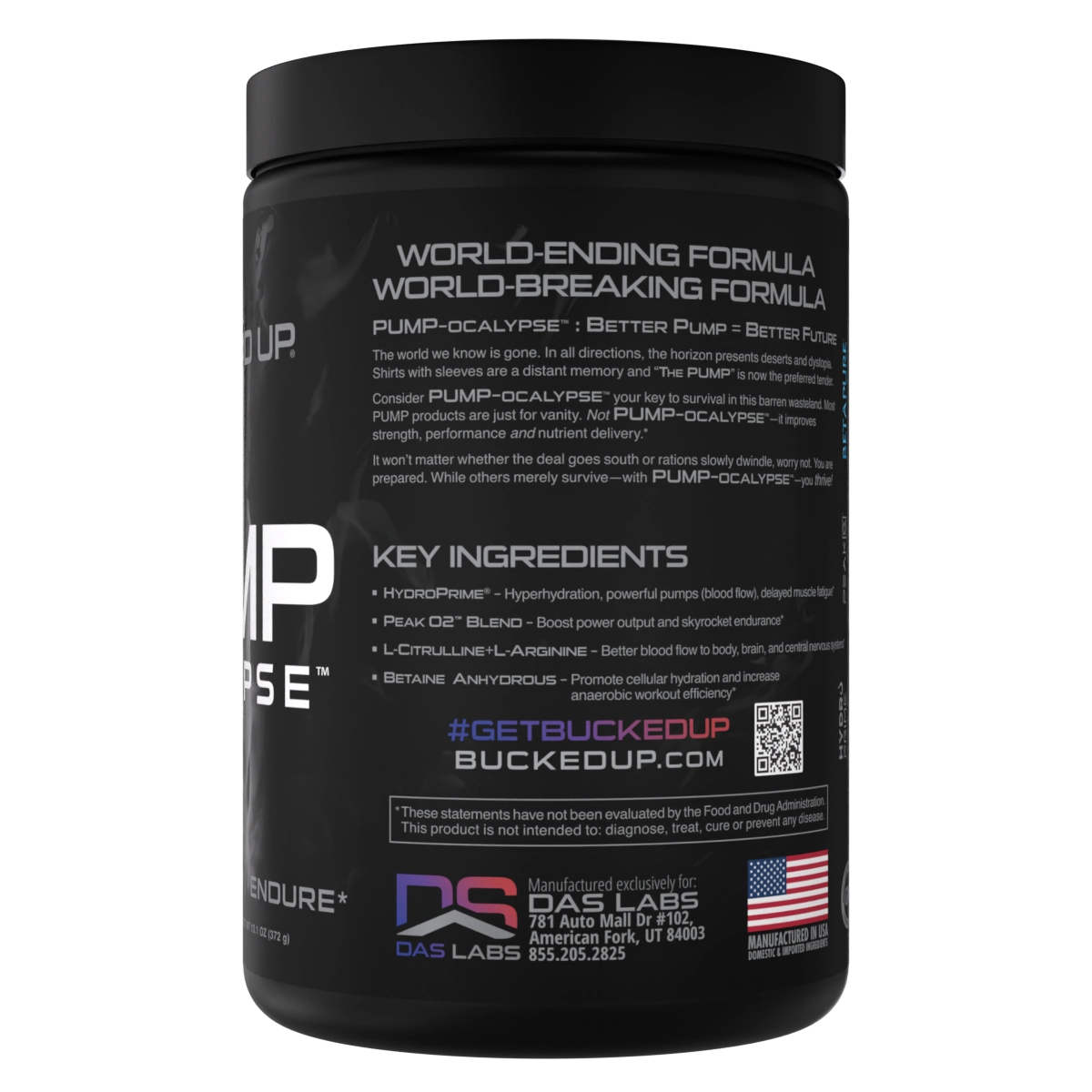 Bucked Up Pump-Ocalypse Nitric Oxide Supplement, Blueberry Pomegranate, 30 Servings