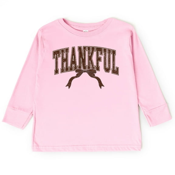 Varsity Thankful Coquette - Toddler Long Sleeve Graphic Tee and Youth Long Sleeve Graphic T-Shirt