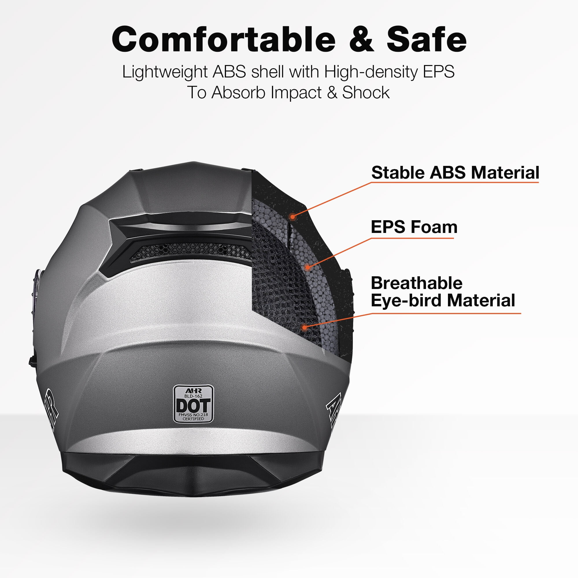 AHR RUN-M3 Modular Flip Up Helmet Full Face Dual Visor DOT Motorcycle Bike S