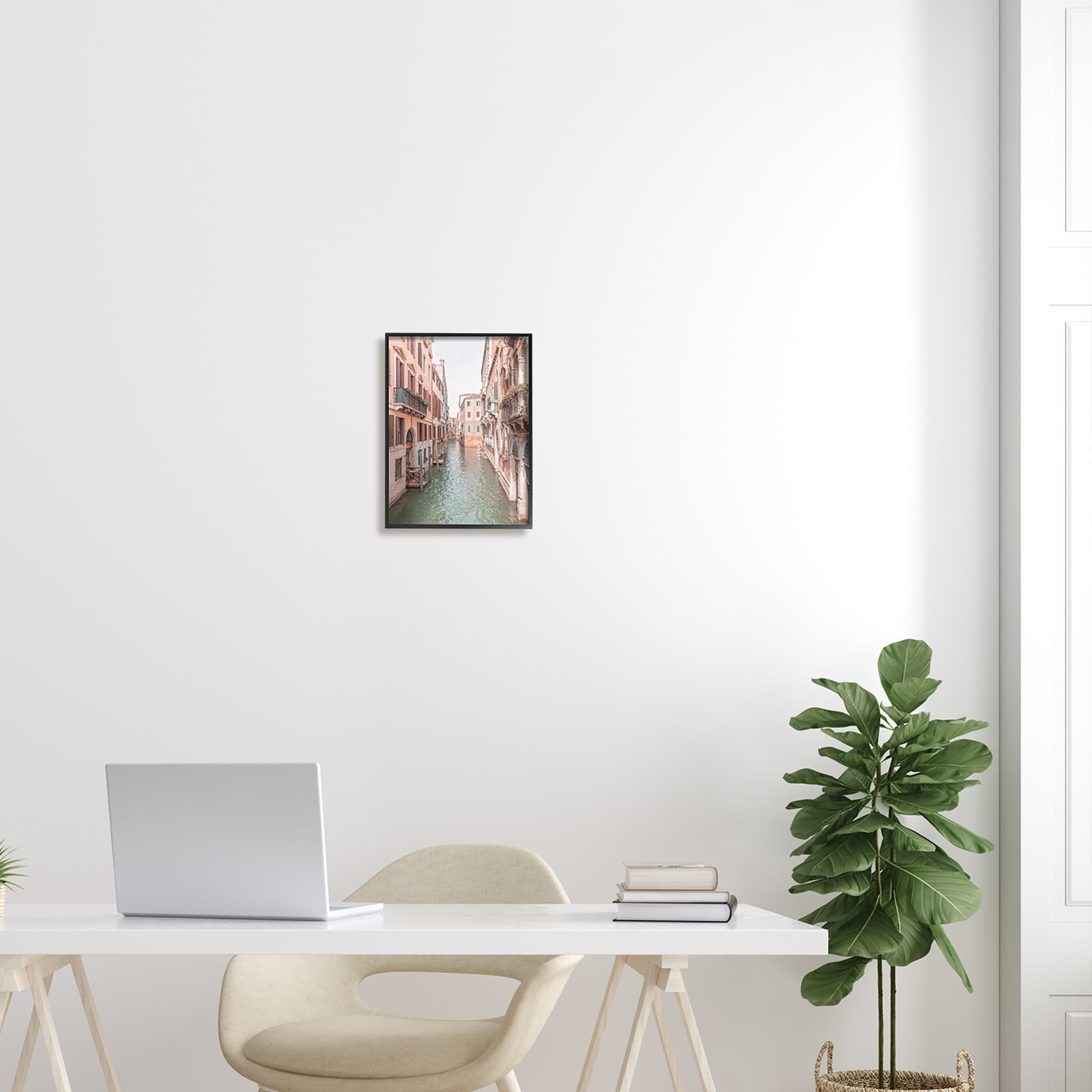 Stupell Industries Urban Canal Town Buildings Town & City Photography White Framed Art Print Wall Art