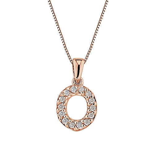 14K Rose Gold Letter O Diamond Initial 