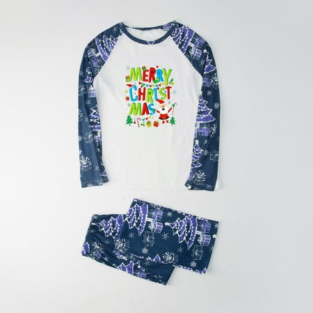 

women Christmas pajamas for family matching outfits son daughter sets soft Blue Parent-child Warm Christmas Set Printed Home Wear Pajamas Two-piece Mom Set