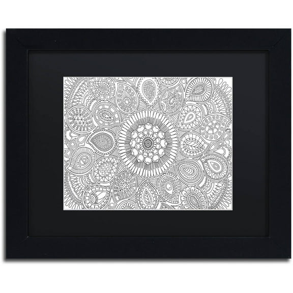 Trademark Fine Art "Paisley Mandala" Canvas Art by Hello Angel, Black Matte, Black Frame