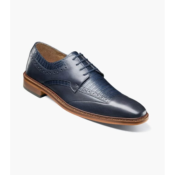 Stacy Adams Gambetta Modified Cap Toe Oxford Leather Shoes Navy 25780-410