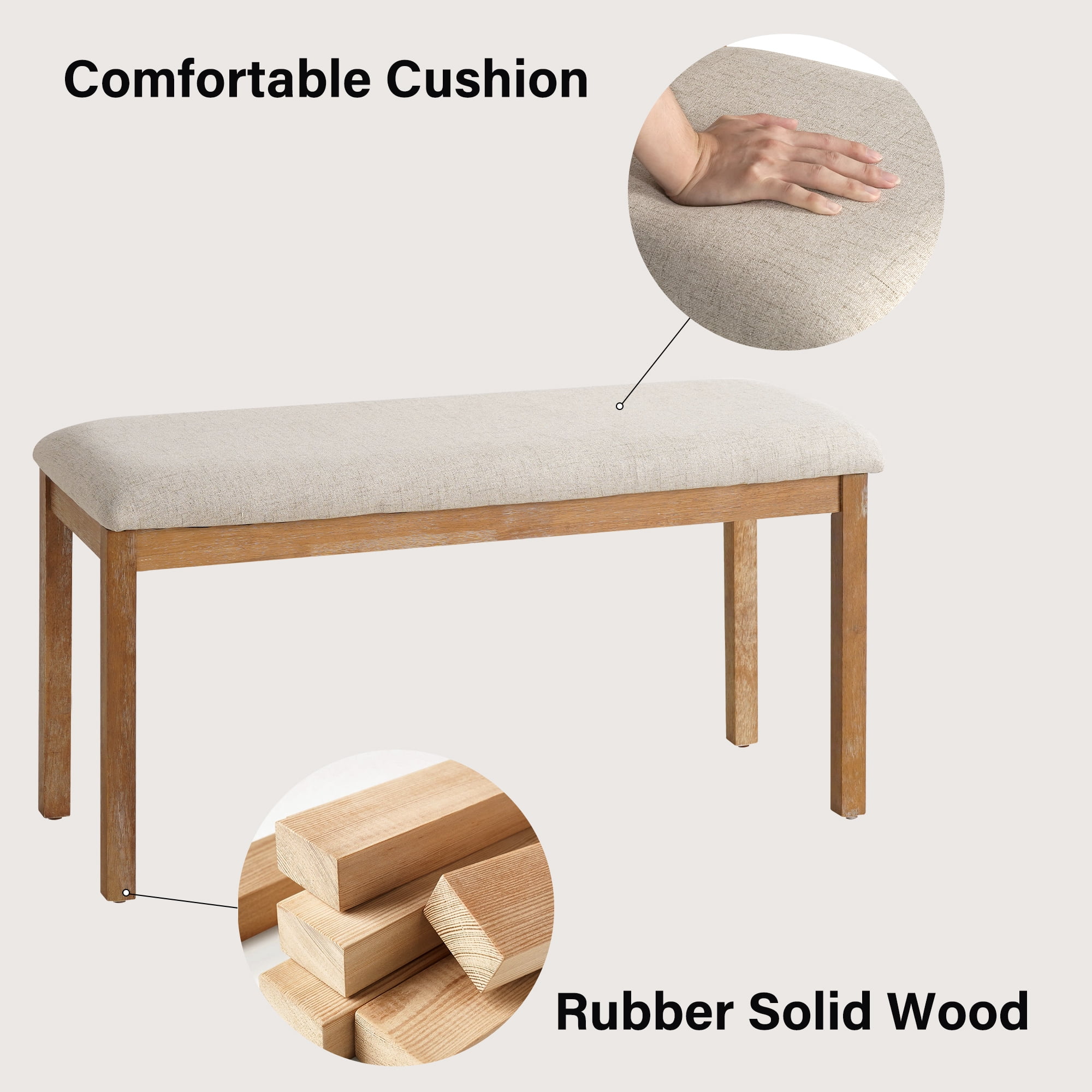 KithKasa 40in Dining Bench for Indoor Use, End of Bed Bench,Entryway Bench with Soft Padded and Solid Wood Legs for Bedroom, Kitchen, Dining  Room