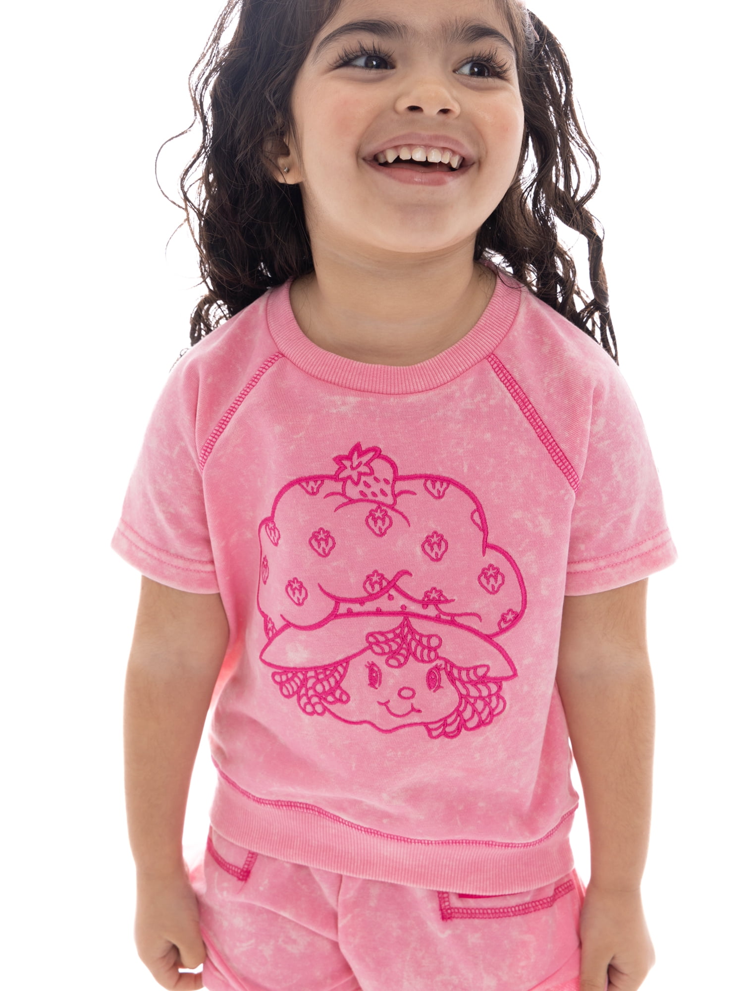 Strawberry Shortcake Toddler Girls' Embroidered Graphic Top and Ruffle Shorts Set, 2-Piece, Sizes 12M-5T