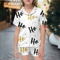 thumbnail image 2 of Little Girls Satin Christmas Pajama Set Short Sleeve Button Down Top and Shorts 2 Piece Sleepwear Outfit White 2-3 Years, 2 of 4